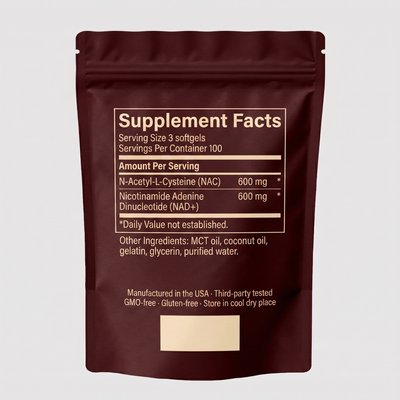 WaneLabs NAC + NAD+ | 600 mg Softgels for Focus & Self-Control