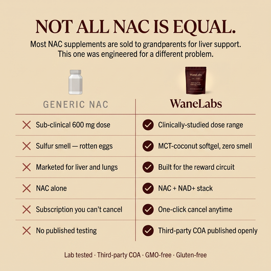 WaneLabs NAC + NAD+ | 600 mg Softgels for Focus & Self-Control